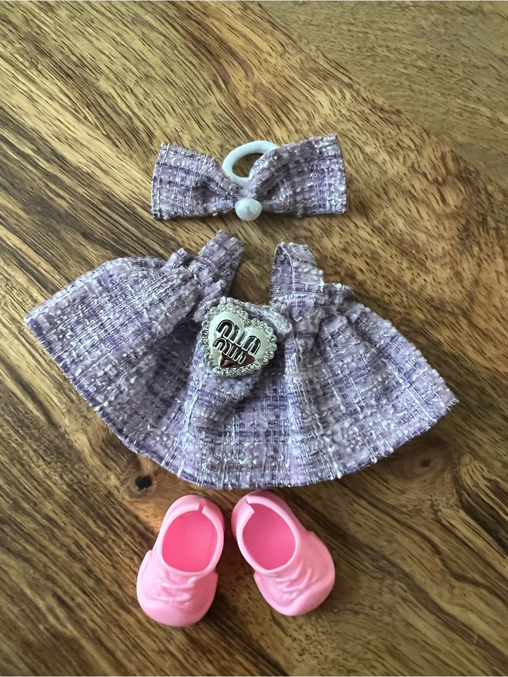 Labubu Outfit Set - Lavender Dress with Pink Shoes
